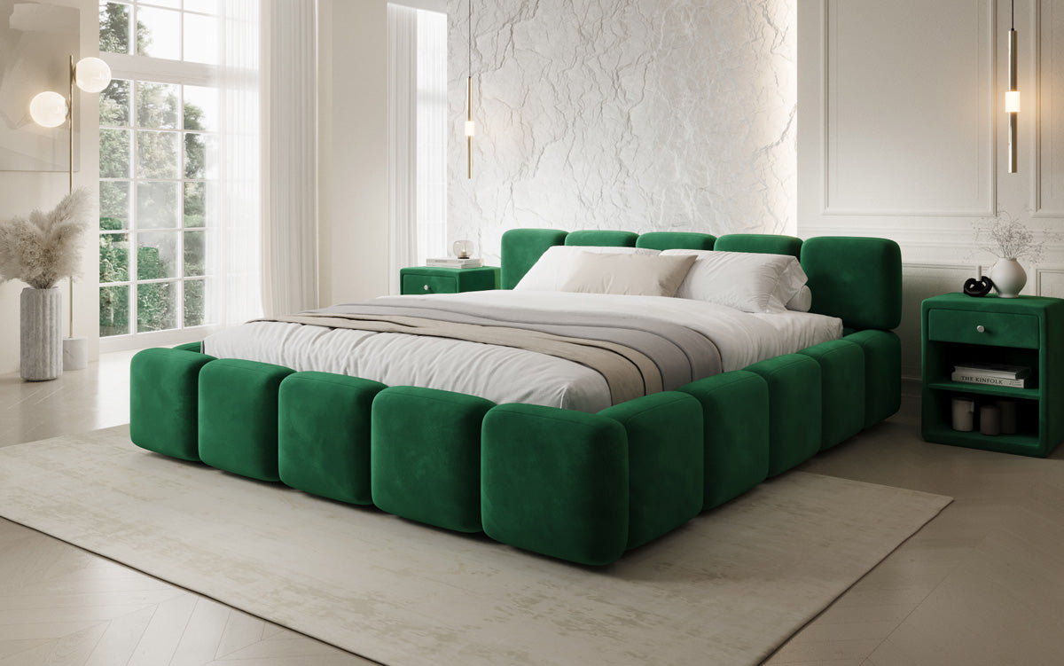 Design gestoffeerd bed Giulia Fluweel met opbergruimte