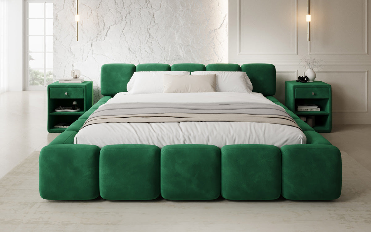 Design gestoffeerd bed Giulia Fluweel met opbergruimte