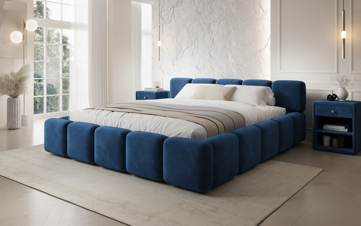 Design gestoffeerd bed Giulia Fluweel met opbergruimte