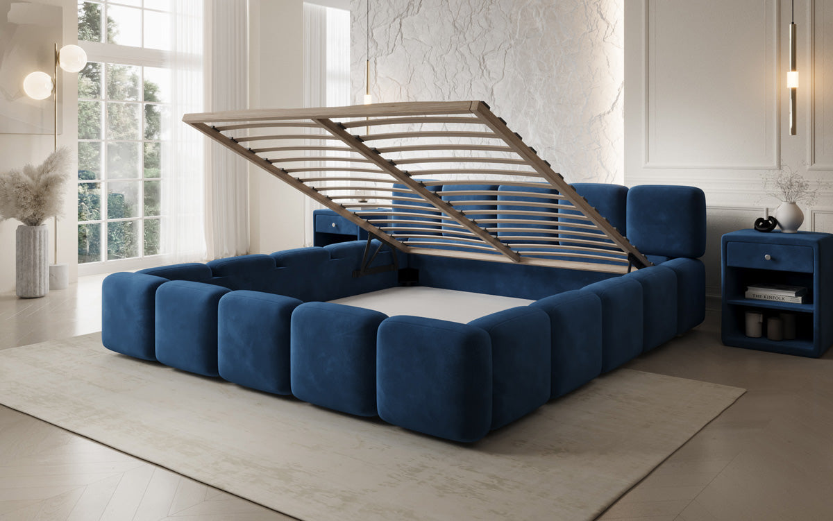 Design gestoffeerd bed Giulia Fluweel met opbergruimte
