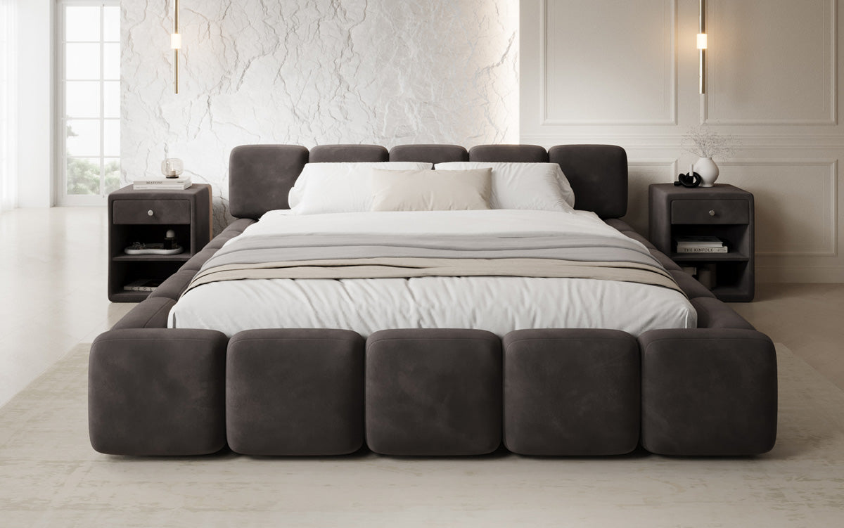Design gestoffeerd bed Giulia Fluweel met opbergruimte