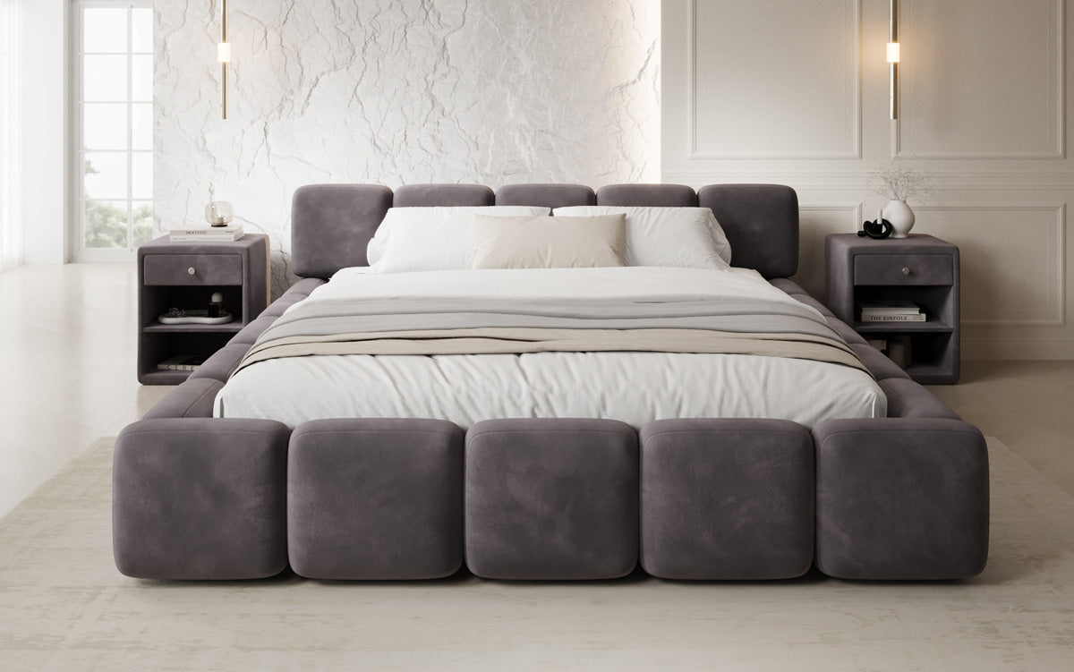 Design gestoffeerd bed Giulia Fluweel met opbergruimte