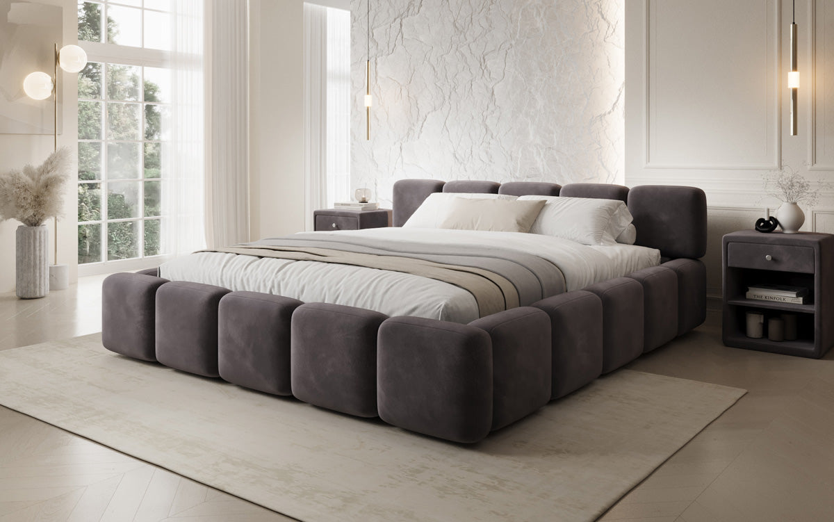 Design gestoffeerd bed Giulia Fluweel met opbergruimte