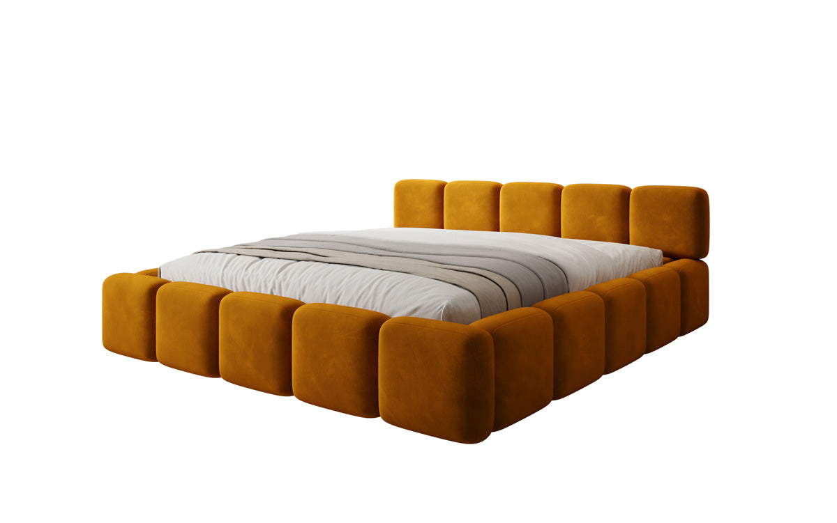Design gestoffeerd bed Giulia Fluweel met opbergruimte