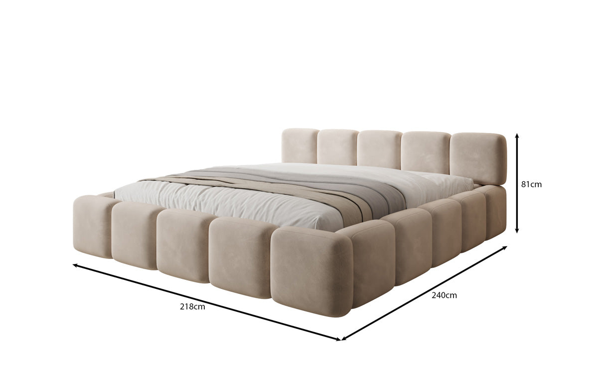 Design gestoffeerd bed Giulia Fluweel met opbergruimte