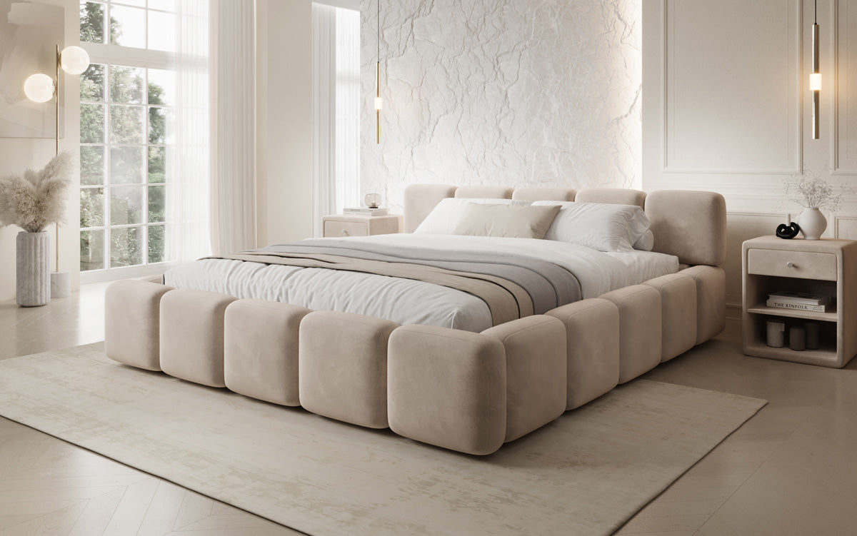 Design gestoffeerd bed Giulia Fluweel met opbergruimte