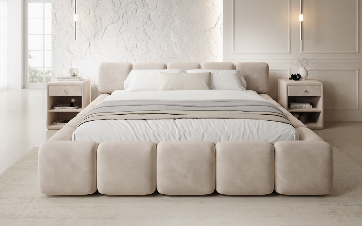 Design gestoffeerd bed Giulia Fluweel met opbergruimte