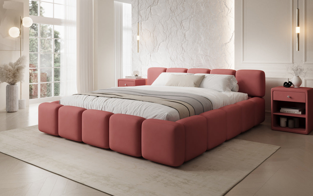 Designer gestoffeerd bed Giulia Stof met opbergruimte