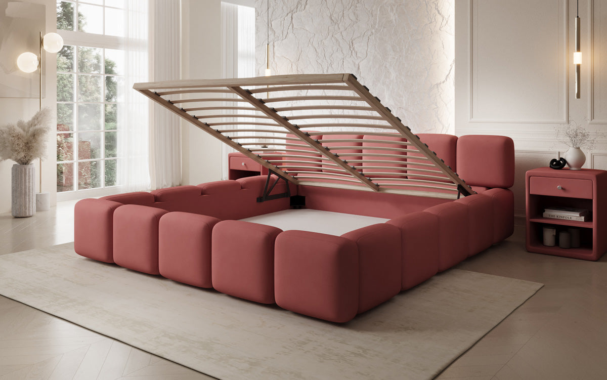 Designer gestoffeerd bed Giulia Stof met opbergruimte