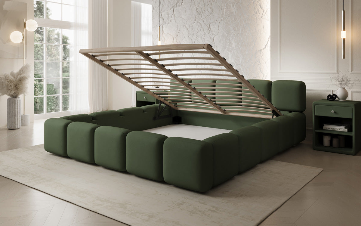 Designer gestoffeerd bed Giulia Stof met opbergruimte