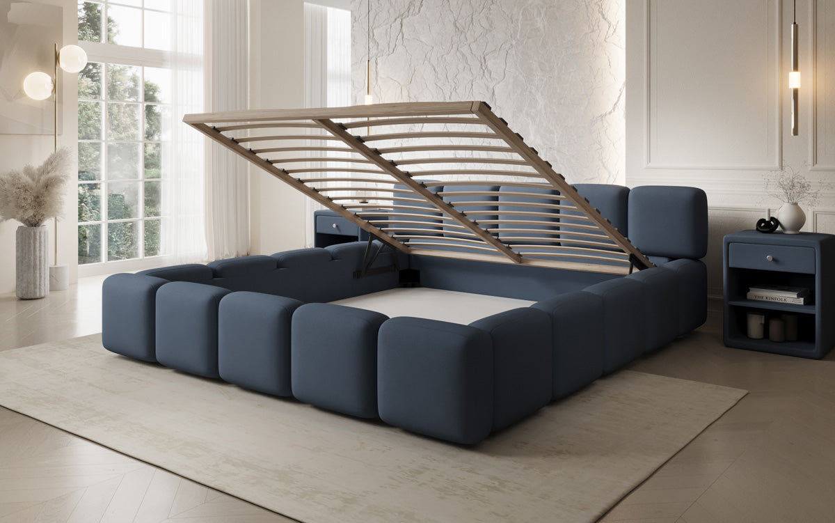 Designer gestoffeerd bed Giulia Stof met opbergruimte