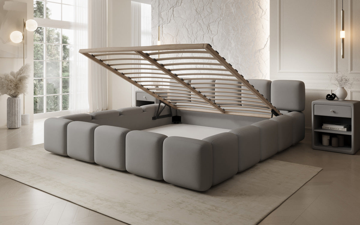 Designer gestoffeerd bed Giulia Stof met opbergruimte