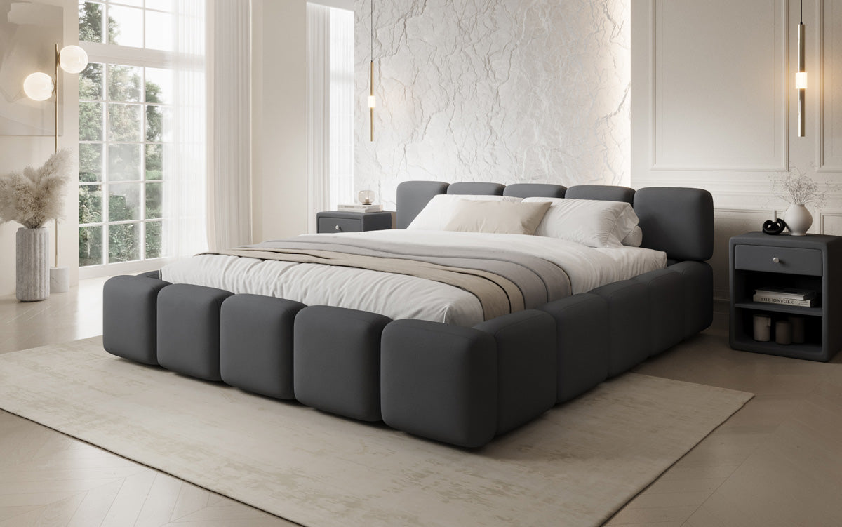 Designer gestoffeerd bed Giulia Stof met opbergruimte