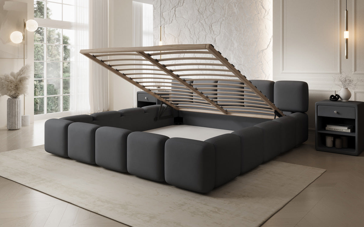 Designer gestoffeerd bed Giulia Stof met opbergruimte
