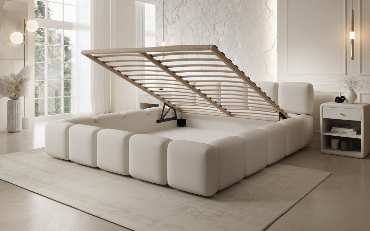 Designer gestoffeerd bed Giulia Stof met opbergruimte