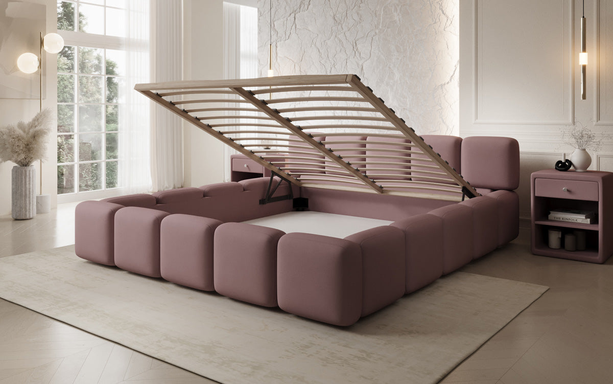 Designer gestoffeerd bed Giulia Stof met opbergruimte