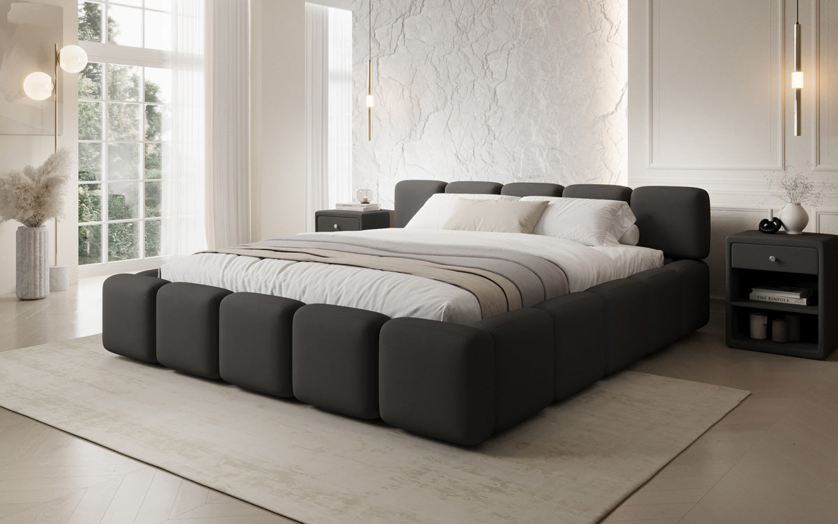 Designer gestoffeerd bed Giulia Stof met opbergruimte