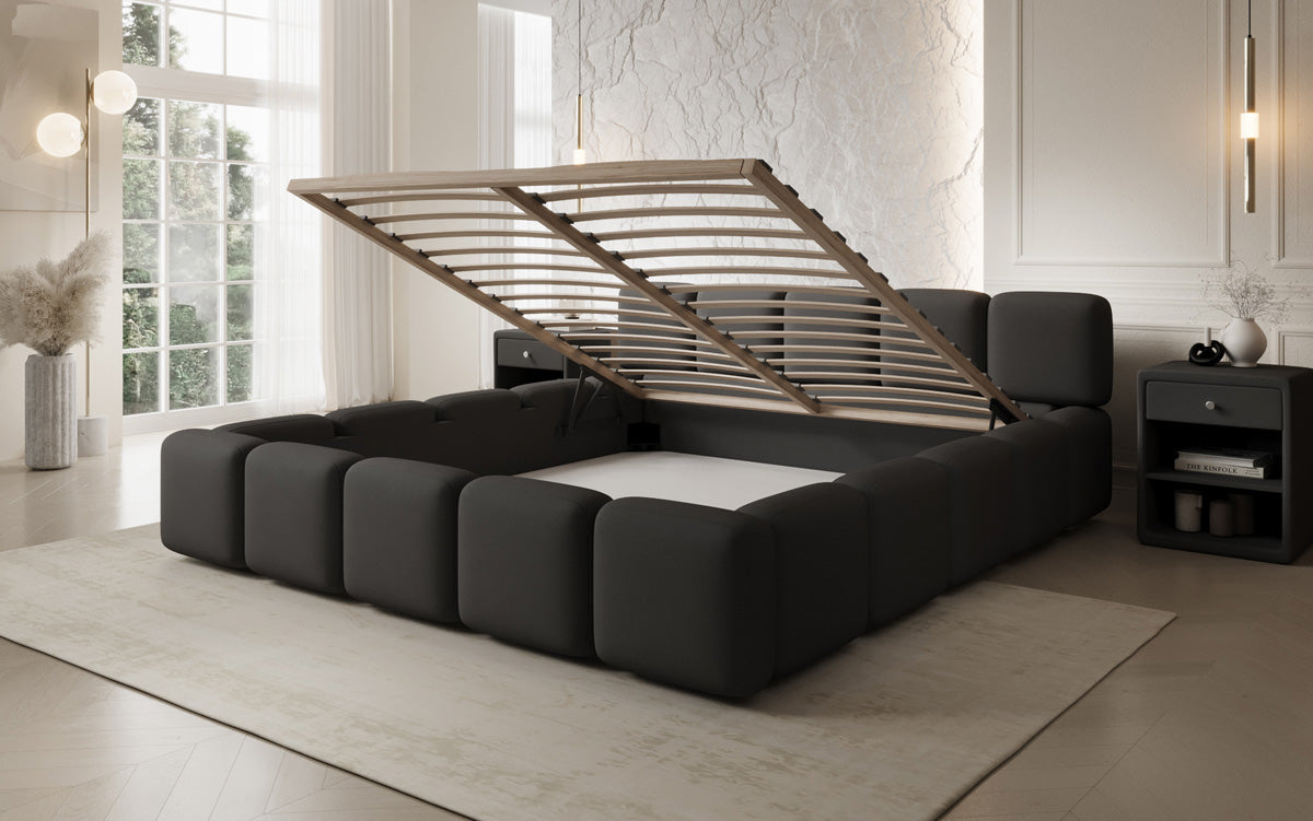 Designer gestoffeerd bed Giulia Stof met opbergruimte