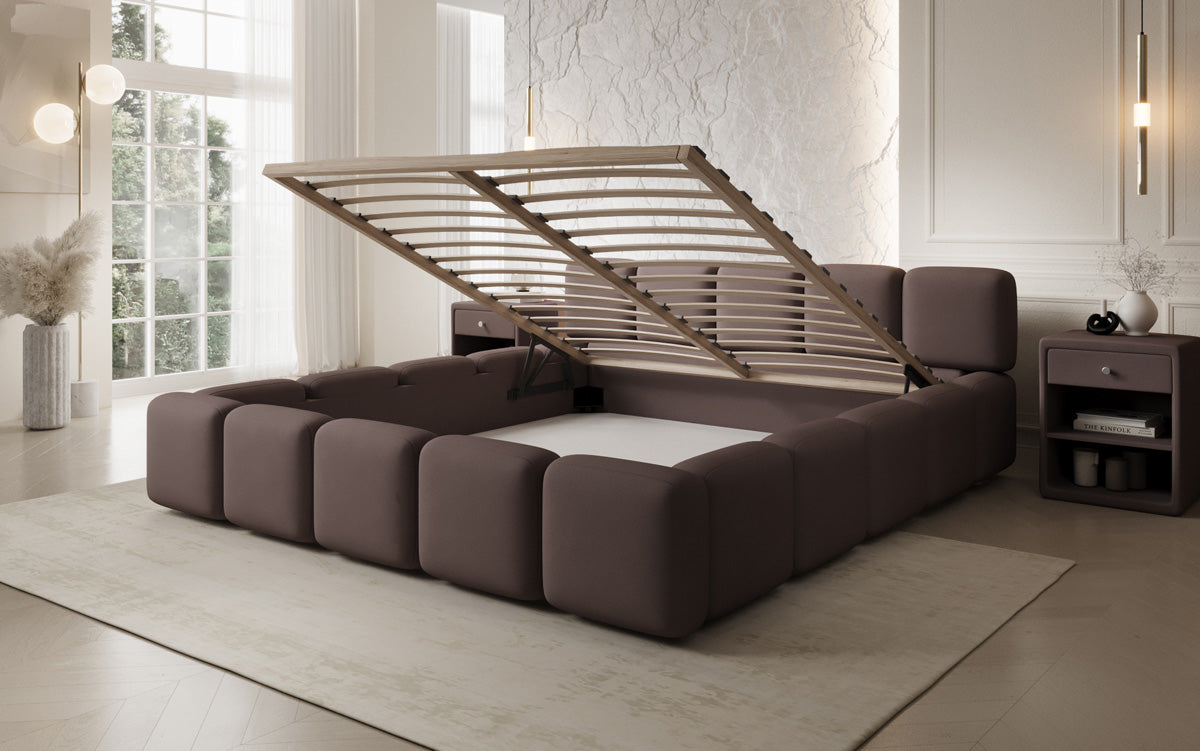 Designer gestoffeerd bed Giulia Stof met opbergruimte