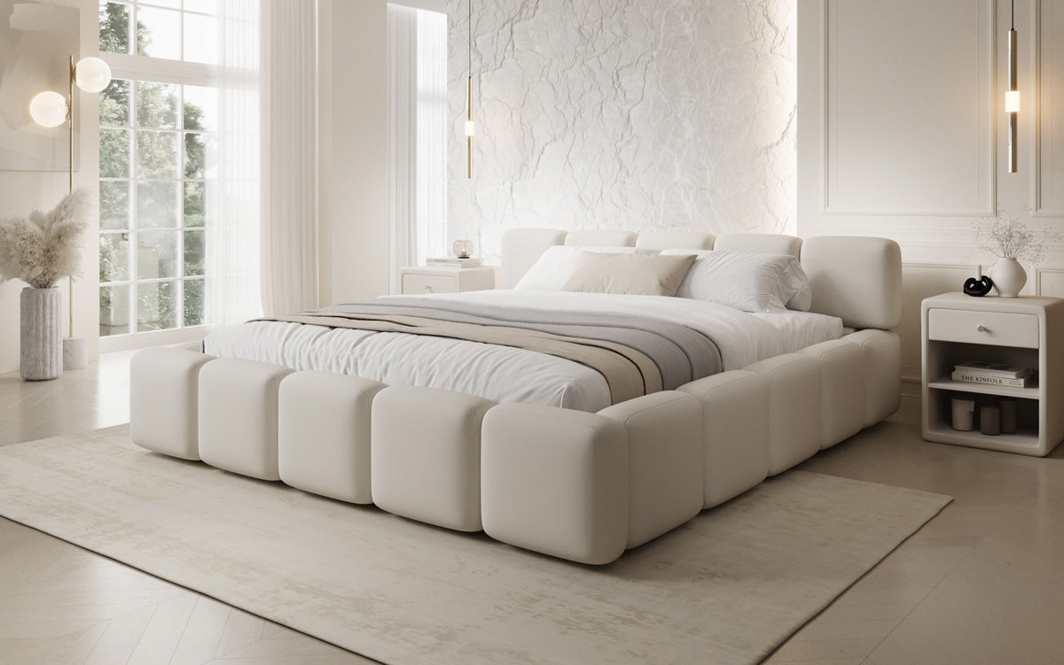 Designer gestoffeerd bed Giulia Stof met opbergruimte