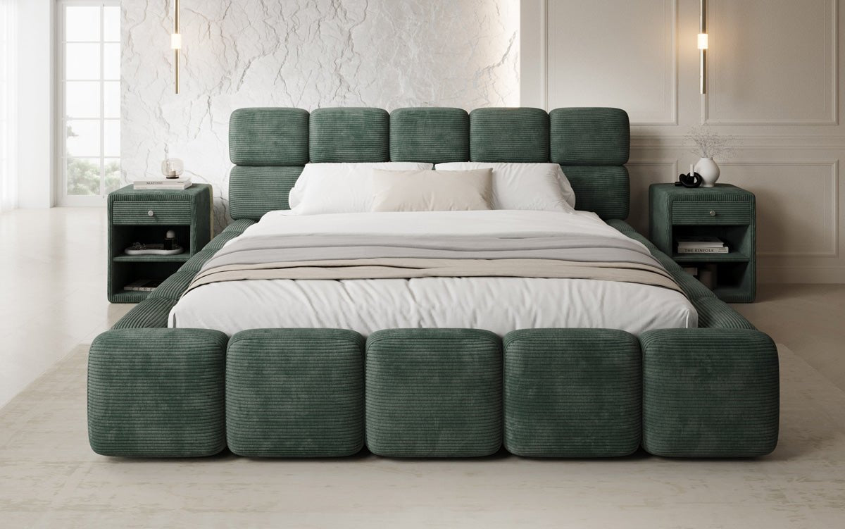 Designer gestoffeerd bed Matilda Ribstof met opbergruimte
