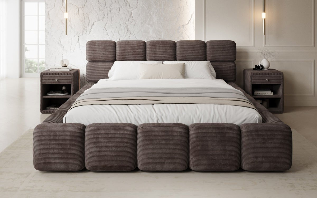 Designer gestoffeerd bed Matilda Ribstof met opbergruimte
