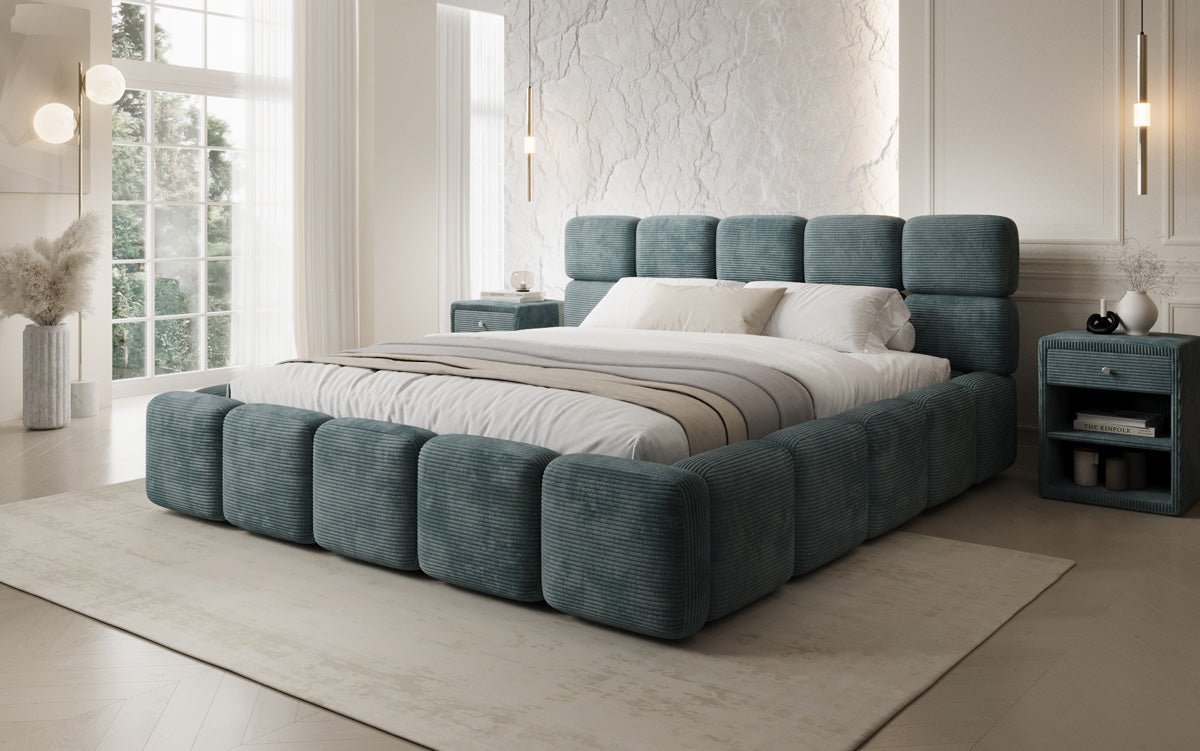 Designer gestoffeerd bed Matilda Ribstof met opbergruimte