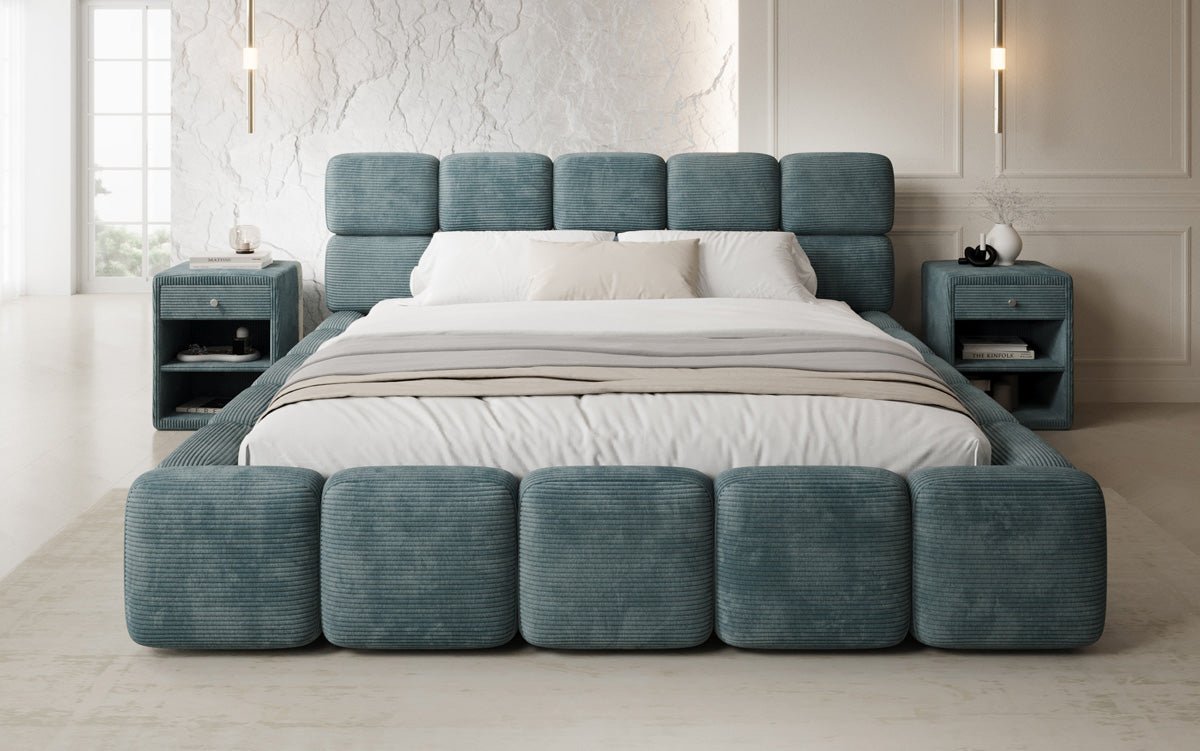Designer gestoffeerd bed Matilda Ribstof met opbergruimte