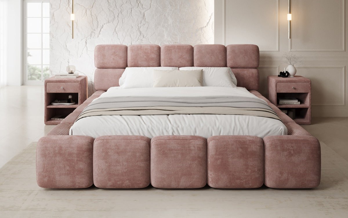 Designer gestoffeerd bed Matilda Ribstof met opbergruimte