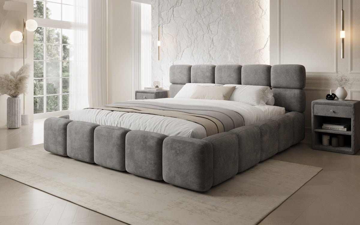 Designer gestoffeerd bed Matilda Ribstof met opbergruimte
