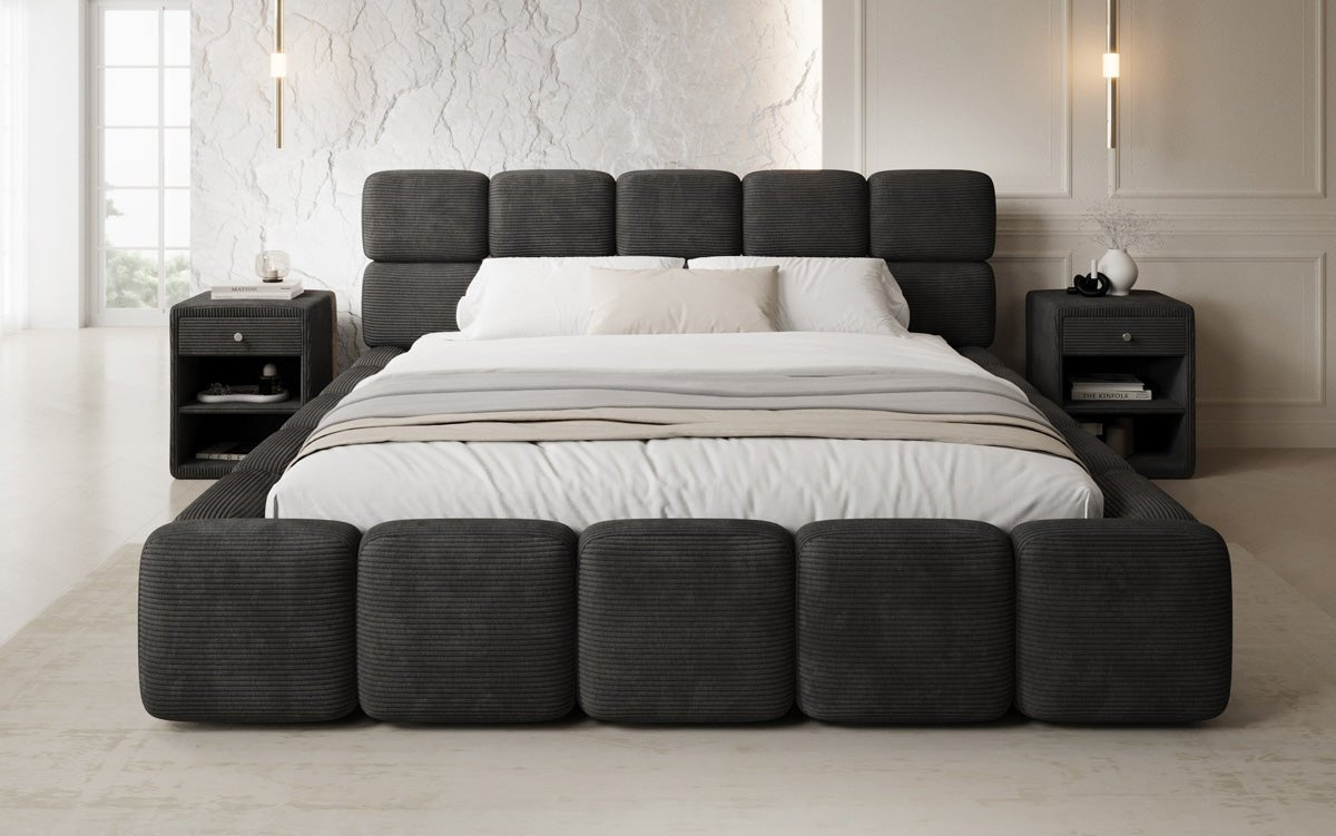 Designer gestoffeerd bed Matilda Ribstof met opbergruimte