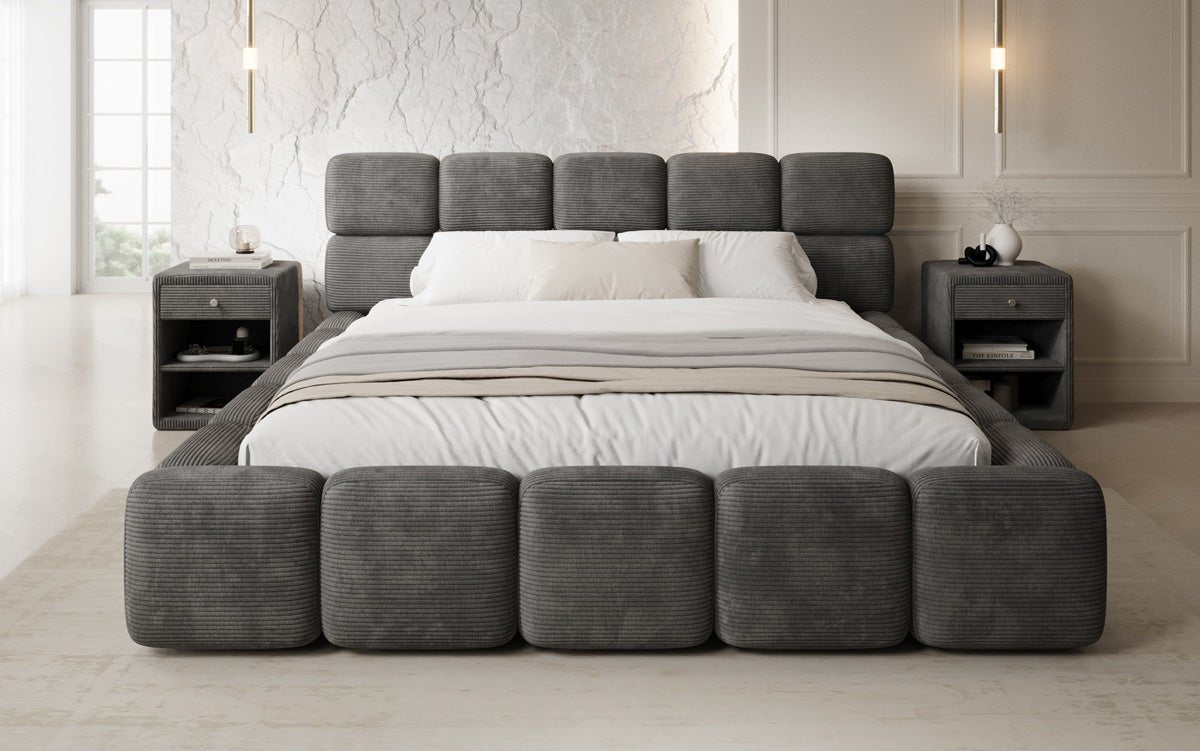 Designer gestoffeerd bed Matilda Ribstof met opbergruimte
