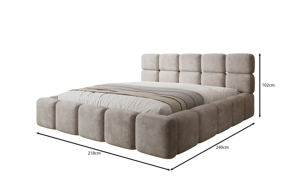 Designer gestoffeerd bed Matilda Ribstof met opbergruimte