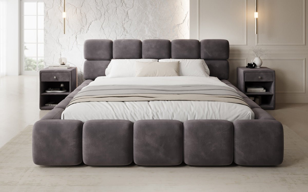 Designer gestoffeerd bed Matilda Fluweel met opbergruimte