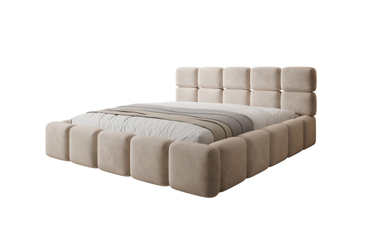 Designer gestoffeerd bed Matilda Fluweel met opbergruimte