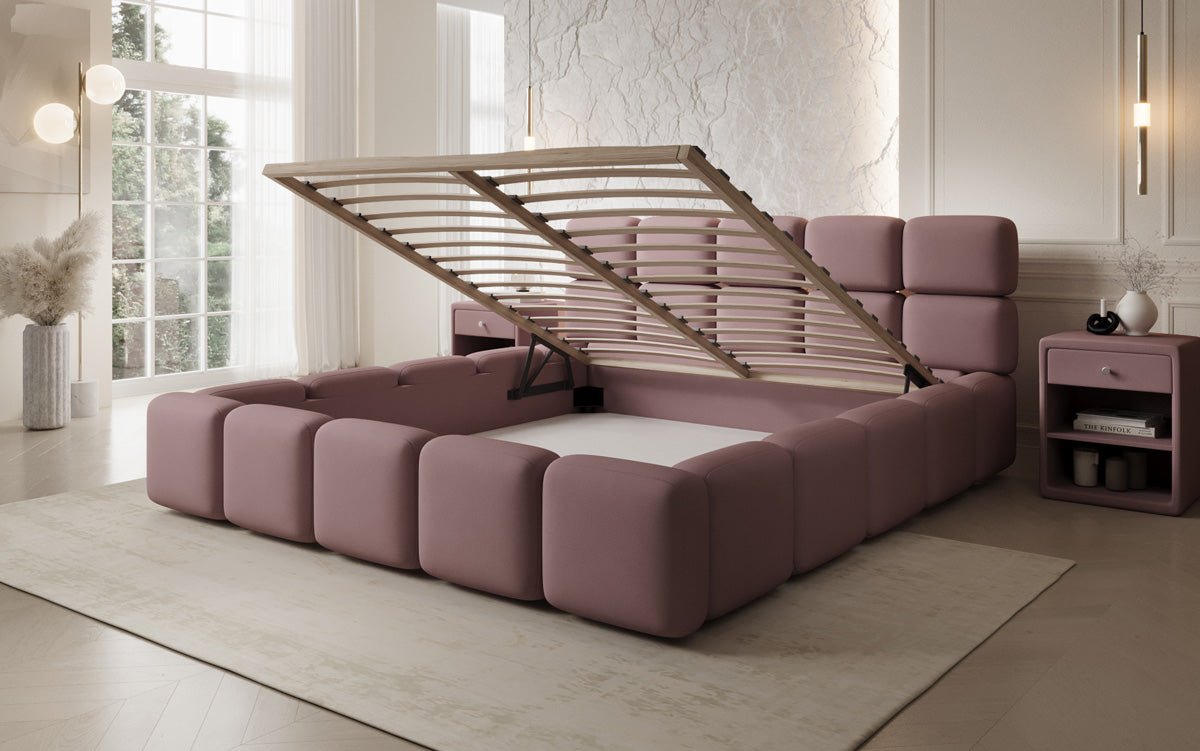 Designer gestoffeerd bed Matilda Stof met opbergruimte