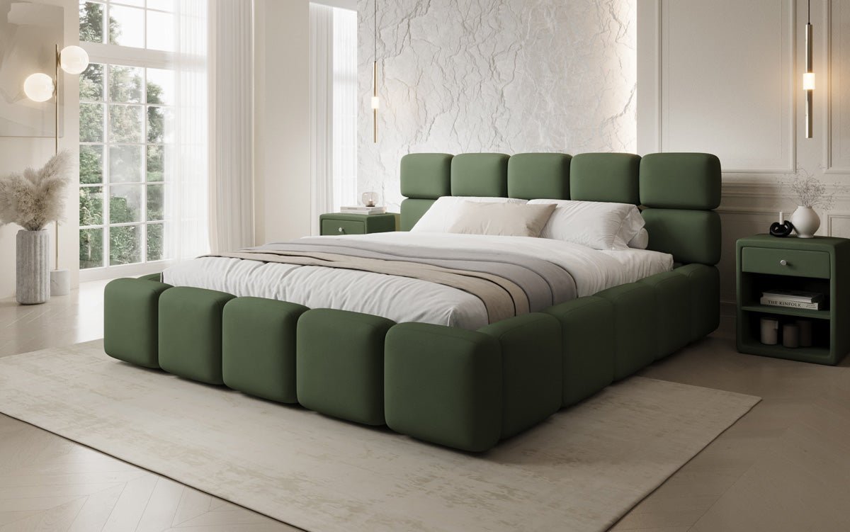 Designer gestoffeerd bed Matilda Stof met opbergruimte