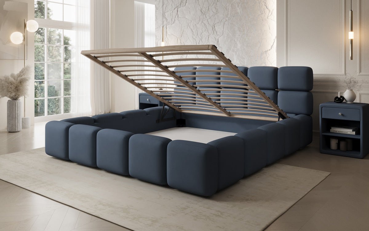Designer gestoffeerd bed Matilda Stof met opbergruimte