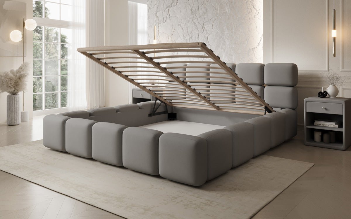 Designer gestoffeerd bed Matilda Stof met opbergruimte