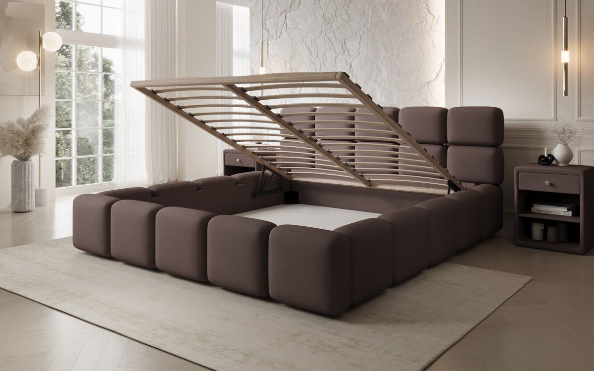 Designer gestoffeerd bed Matilda Stof met opbergruimte