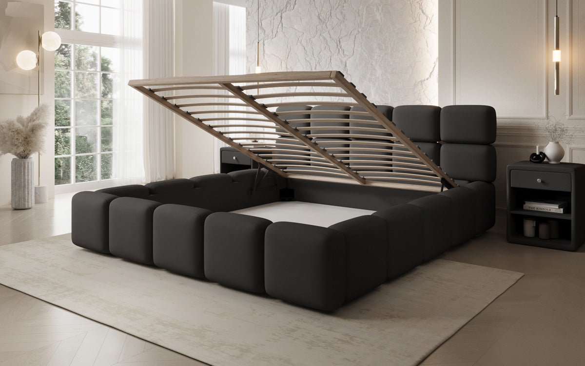 Designer gestoffeerd bed Matilda Stof met opbergruimte