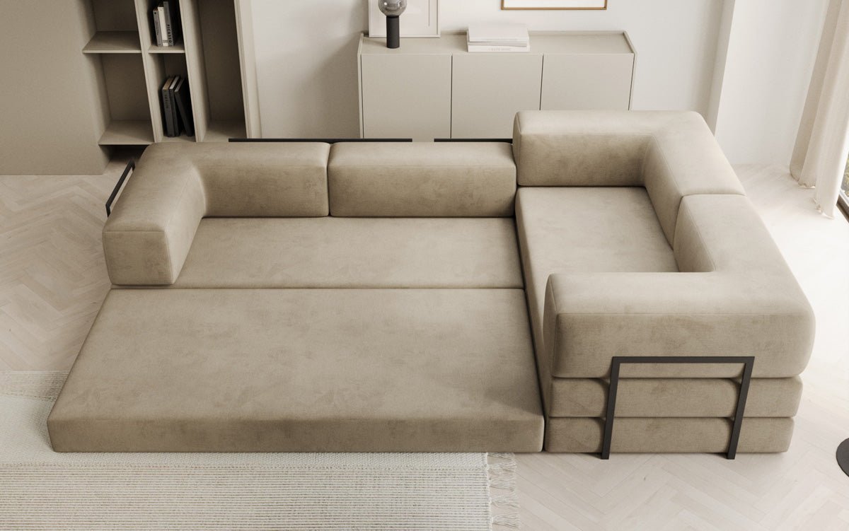 Designerbank Lazy L gesloten in Fluweel