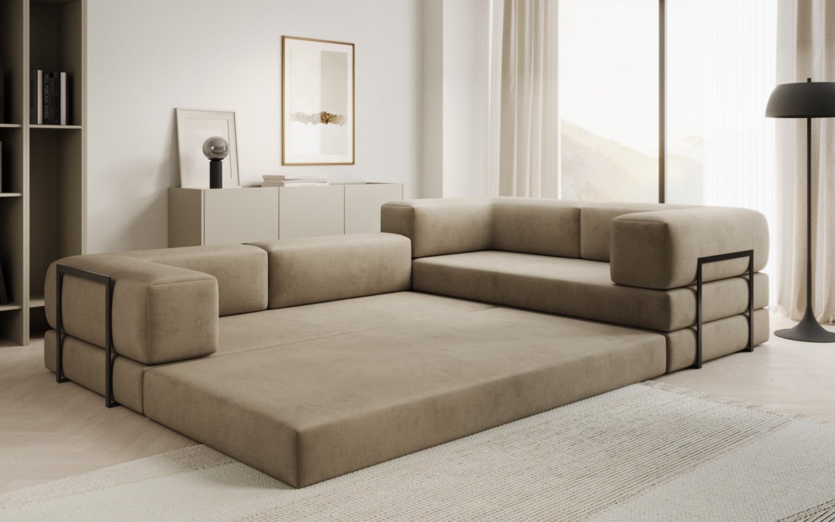 Designerbank Lazy L gesloten in Fluweel