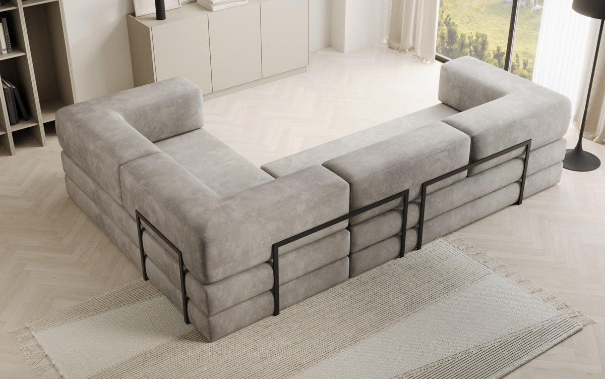 Designerbank Lazy L gesloten in Fluweel