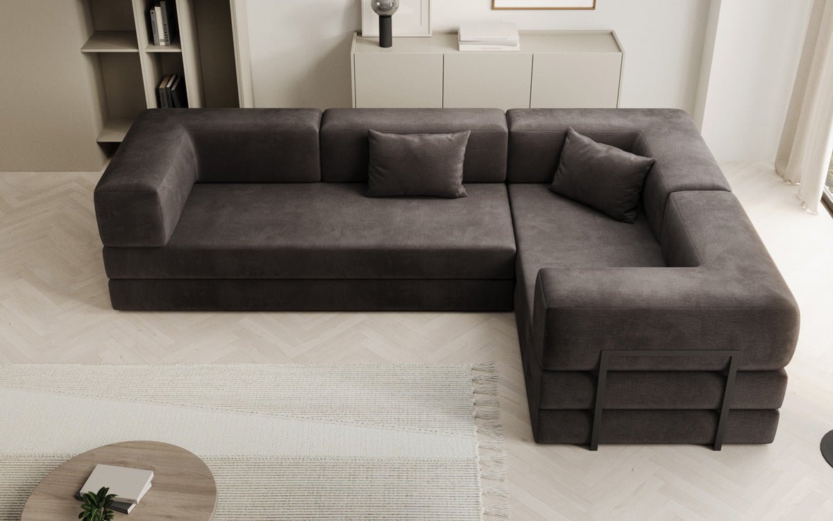 Designerbank Lazy L gesloten in Fluweel