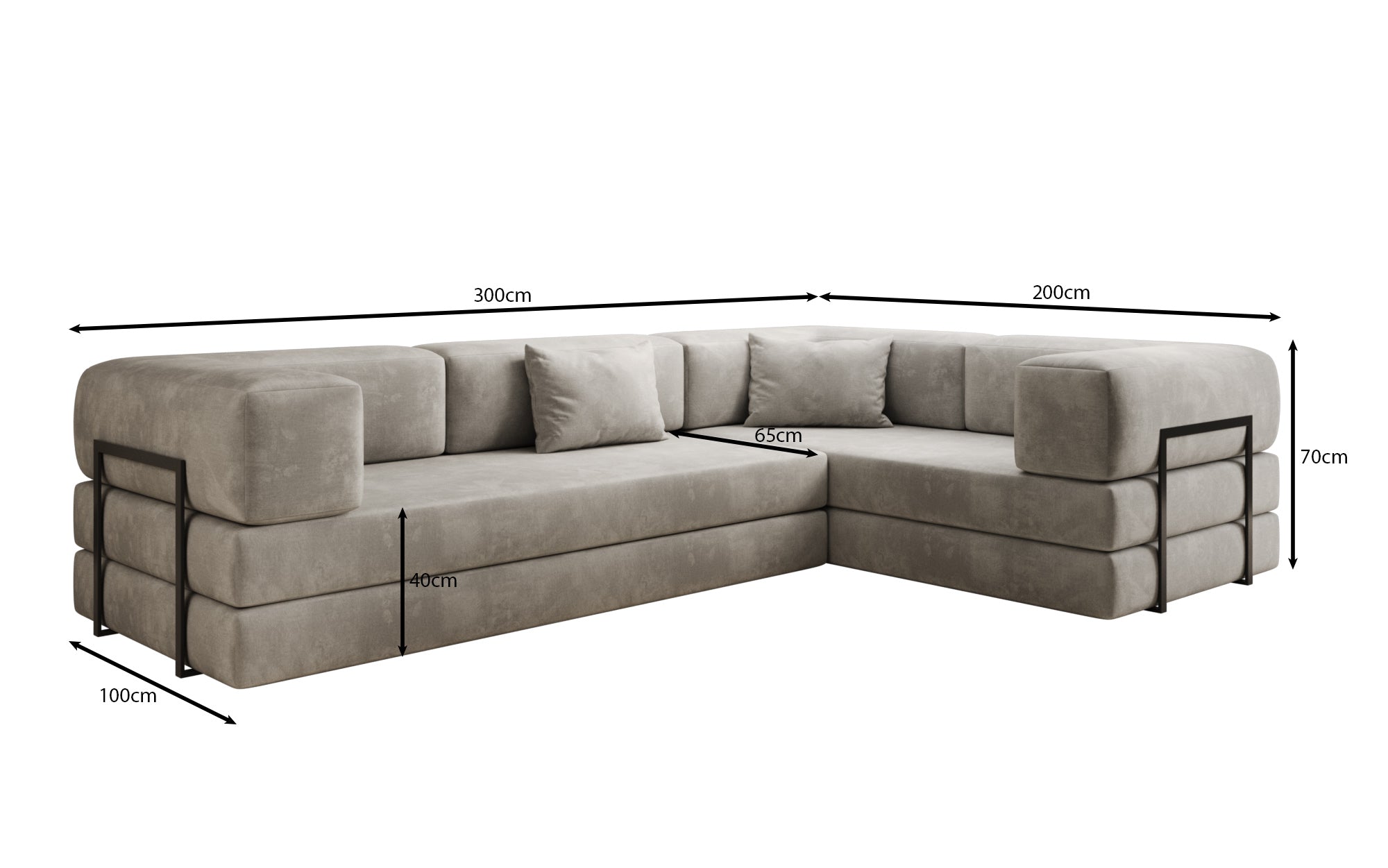 Designerbank Lazy L gesloten in Fluweel