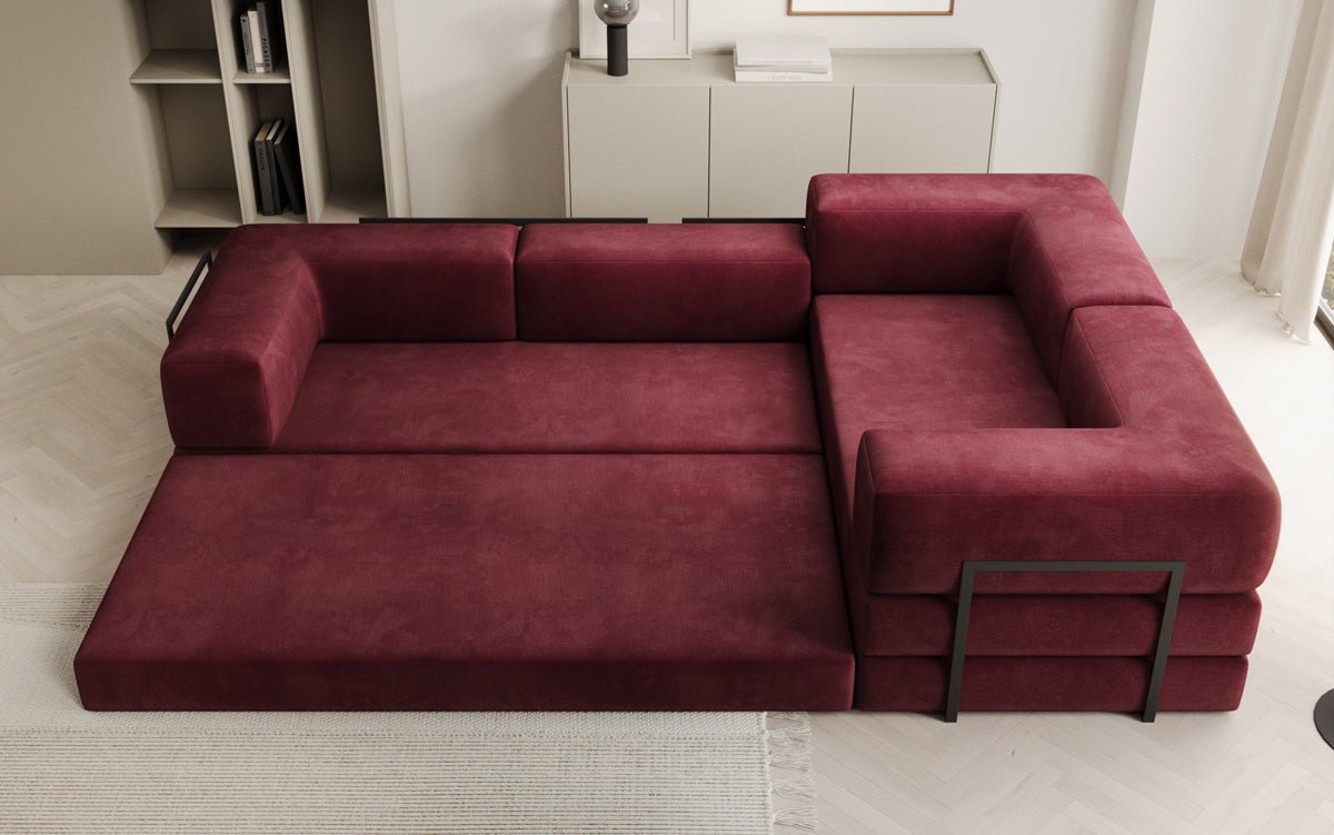 Designerbank Lazy L gesloten in Fluweel