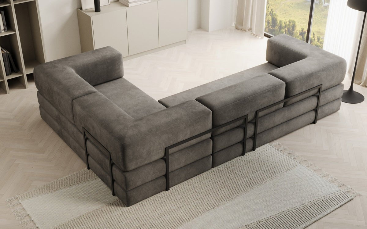 Designerbank Lazy L gesloten in Fluweel