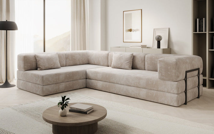Designer hoekbank Lazy in Ribstof