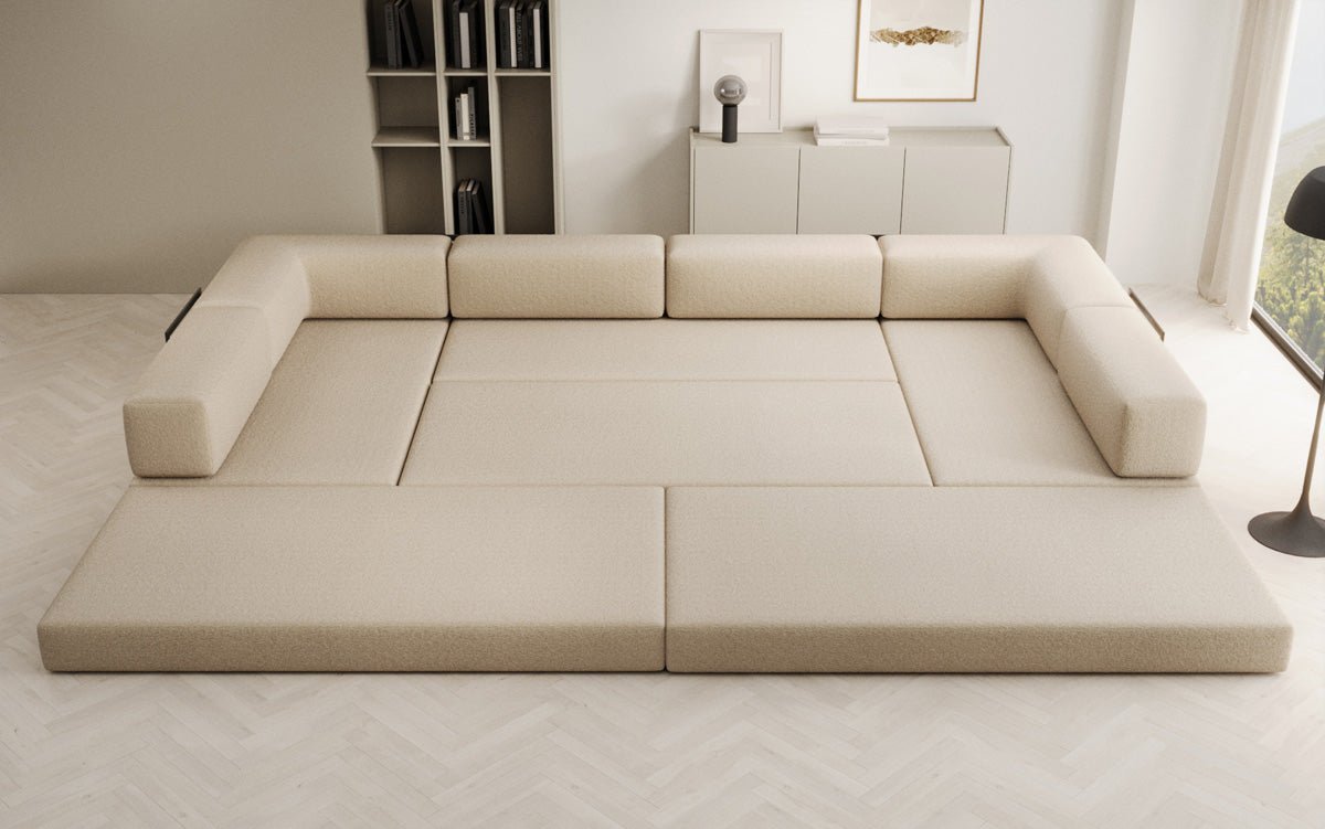 Designerbank Lazy U in Bouclé